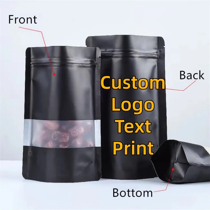 Food Snacks For Christmas - 100PCS Stand-up Matte Black Aluminum Foil