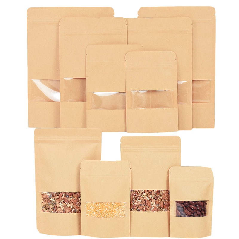 Food Snacks For Christmas - 20/50pcs Kraft Paper Zip Lock Bags